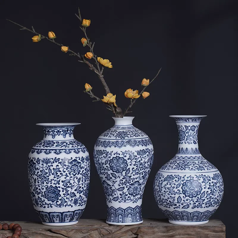 Jingdezhen Vase Blue And White Thin Bodied Porcelain Flower Vases Home Shelf Bedroom Living Room Ceramic Table Ornaments Vase