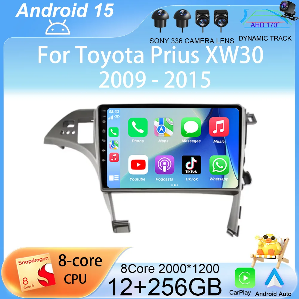 

Android 15 For Toyota Prius XW30 2009-2015 LHD RHD Car Radio 4G WIFI Player Carplay Android Auto GPS Navigation No DVD 2DIN