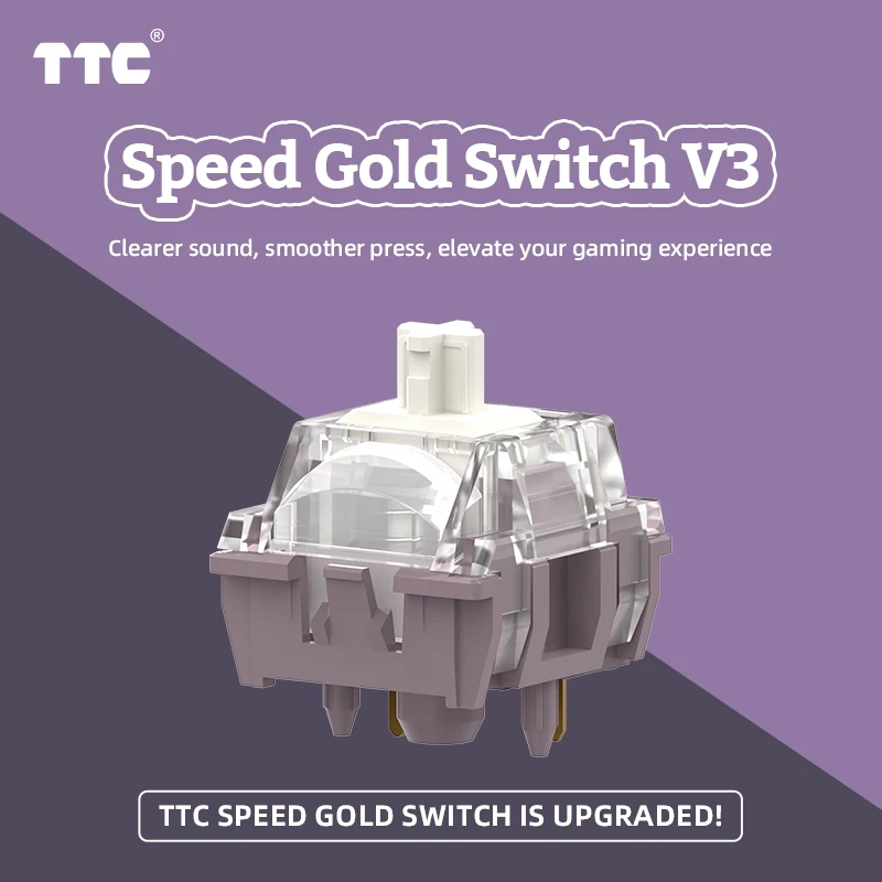 Interruptor TTC Speed Gold V3, 42gf, 5 pines, interruptor de teclado mecánico de gatillo preciso y liso HIFI lineal prelubricado de fábrica
