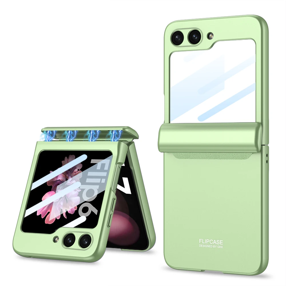 Magnetic Hinge Protection Hard PC Phone Cover for Samsung Galaxy Z Flip 6 Case Shockproof with Small Screen Protector