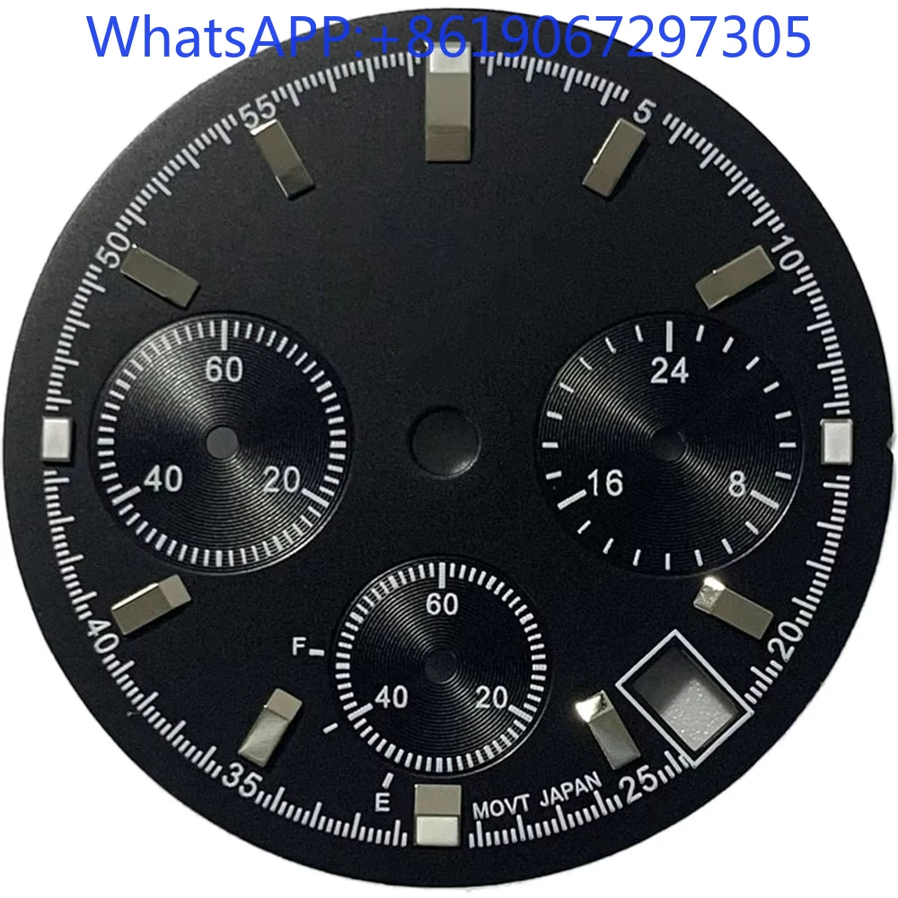 

Single Markers 3 Eyes Vintage Watch Dial Suitable for VK63 Quartz Movement Mod Parts Creative Sunburst Matte Green Lume
