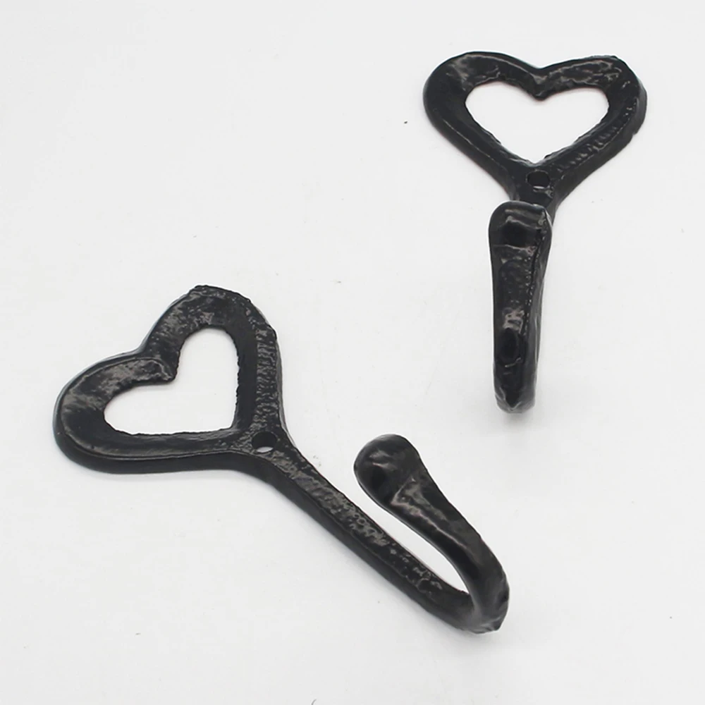 Heart Cast Iron Wall Hooks Rustic Coat Rack Heavy Duty Hooks Jewelry Hanger Key Hook Hat Holder Backpack Holder Pet Leash Hanger