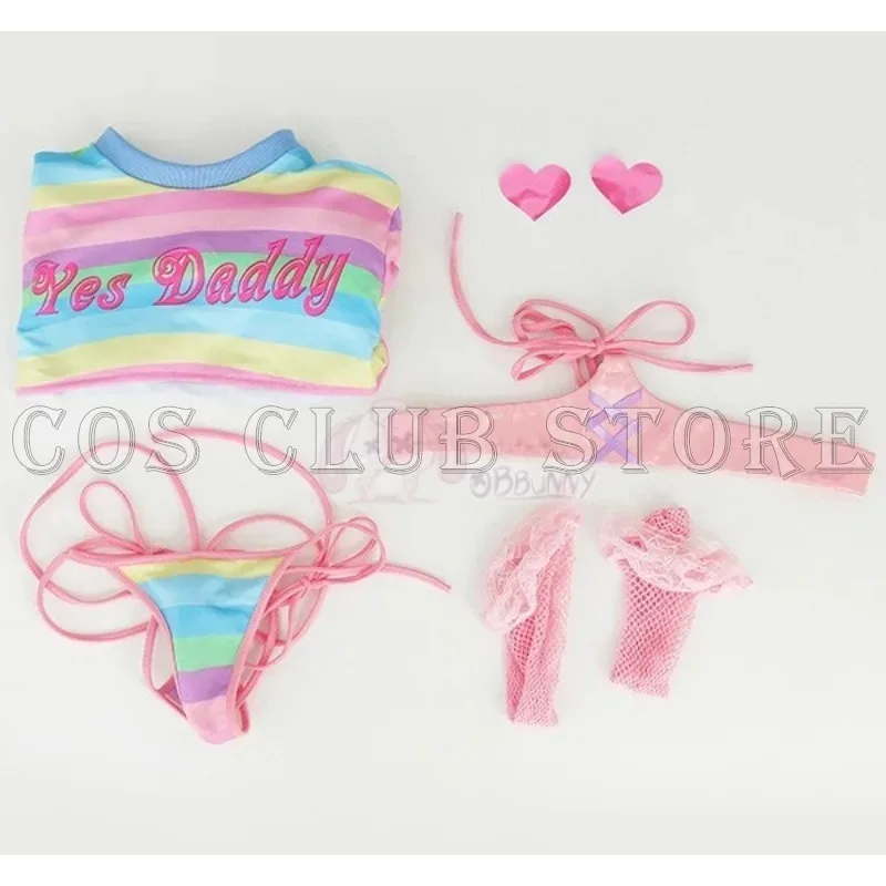 Kostum Cosplay Seragam Bikini Jk Cyber Loli Seksi Anime Pembantu Kelinci COS untuk Wanita Anak Perempuan Wig Lingerie Korset Rambut Bergaris Erotis