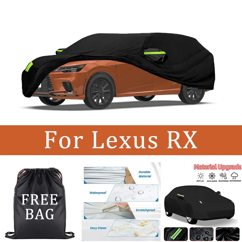 

Автомобильный чехол для Lexus RX, полный внешний черный, серебристый, автомобильный чехол, солнцезащитный козырек, пылезащитный, водонепроницаемый, светоотражающие полосы, автомобильные аксессуары