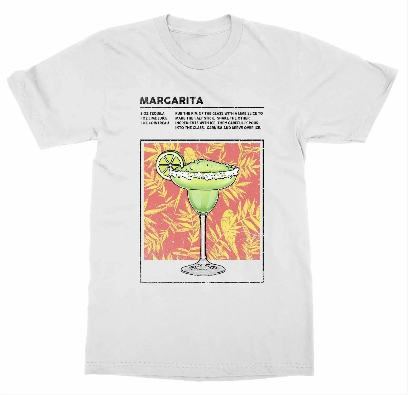 Mixed Drink Margarita Cocktail Happy Hour Liquor Bartender T-Shirt O-Neck Summer Short Sleeve Casual