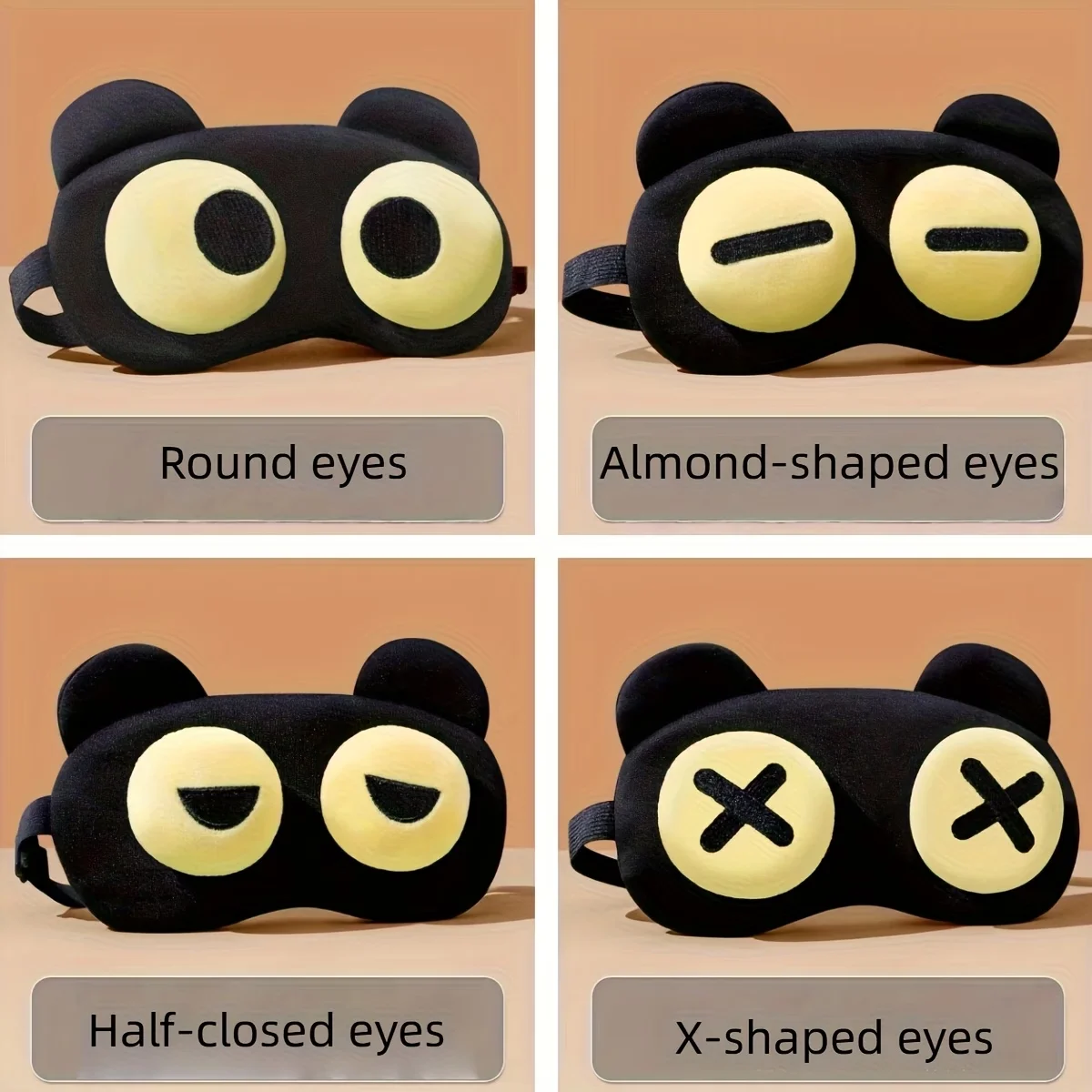 Funny Cartoon Bear Eye Masks with Different Expressions - Soft Polyester Material, a Must-Have for Office Breaks at Work