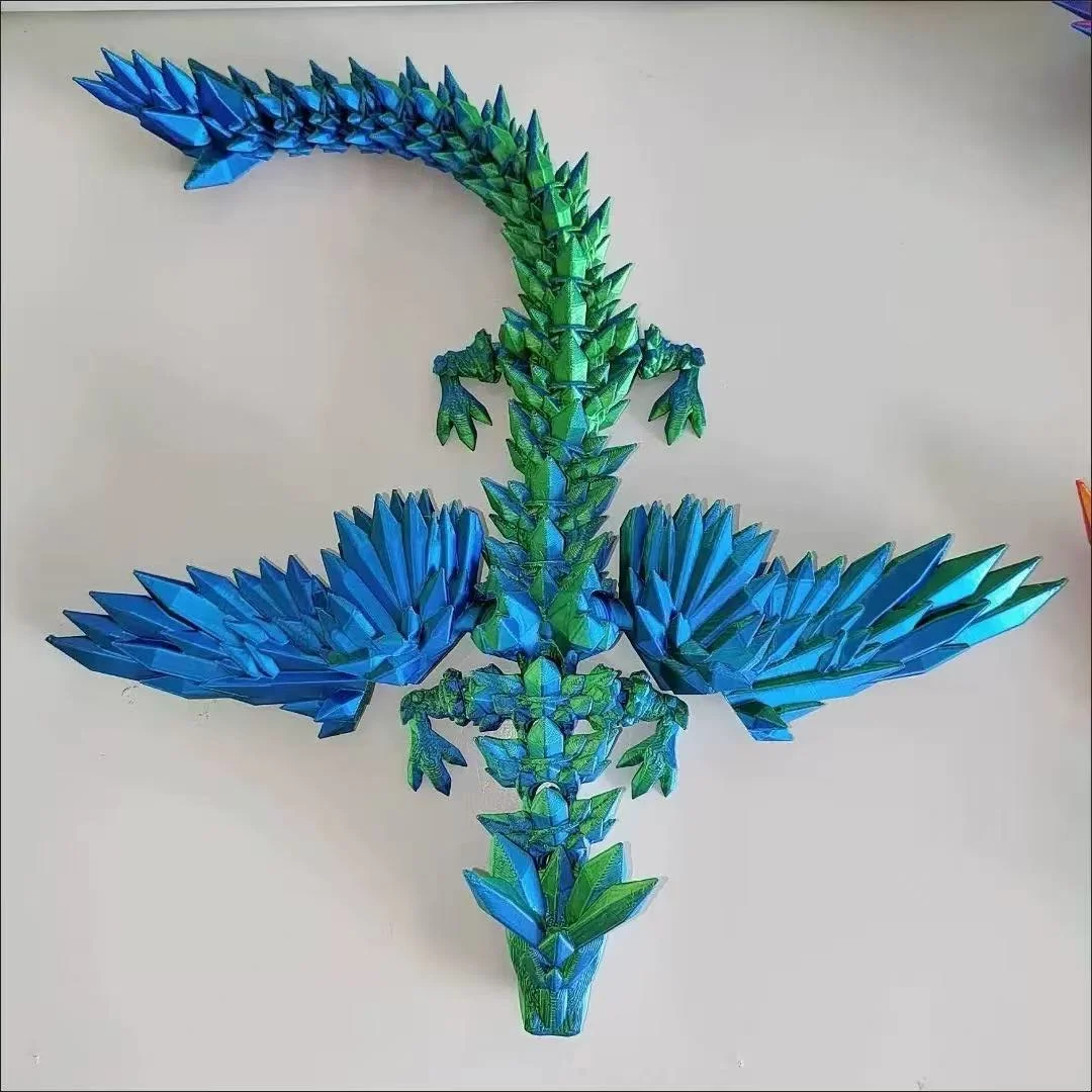 3D Printed Colorful Gem Dragon Figurines Movable Joint Rotatable Articulated Crafts Western Style Miniature Desk Ornament Dragon