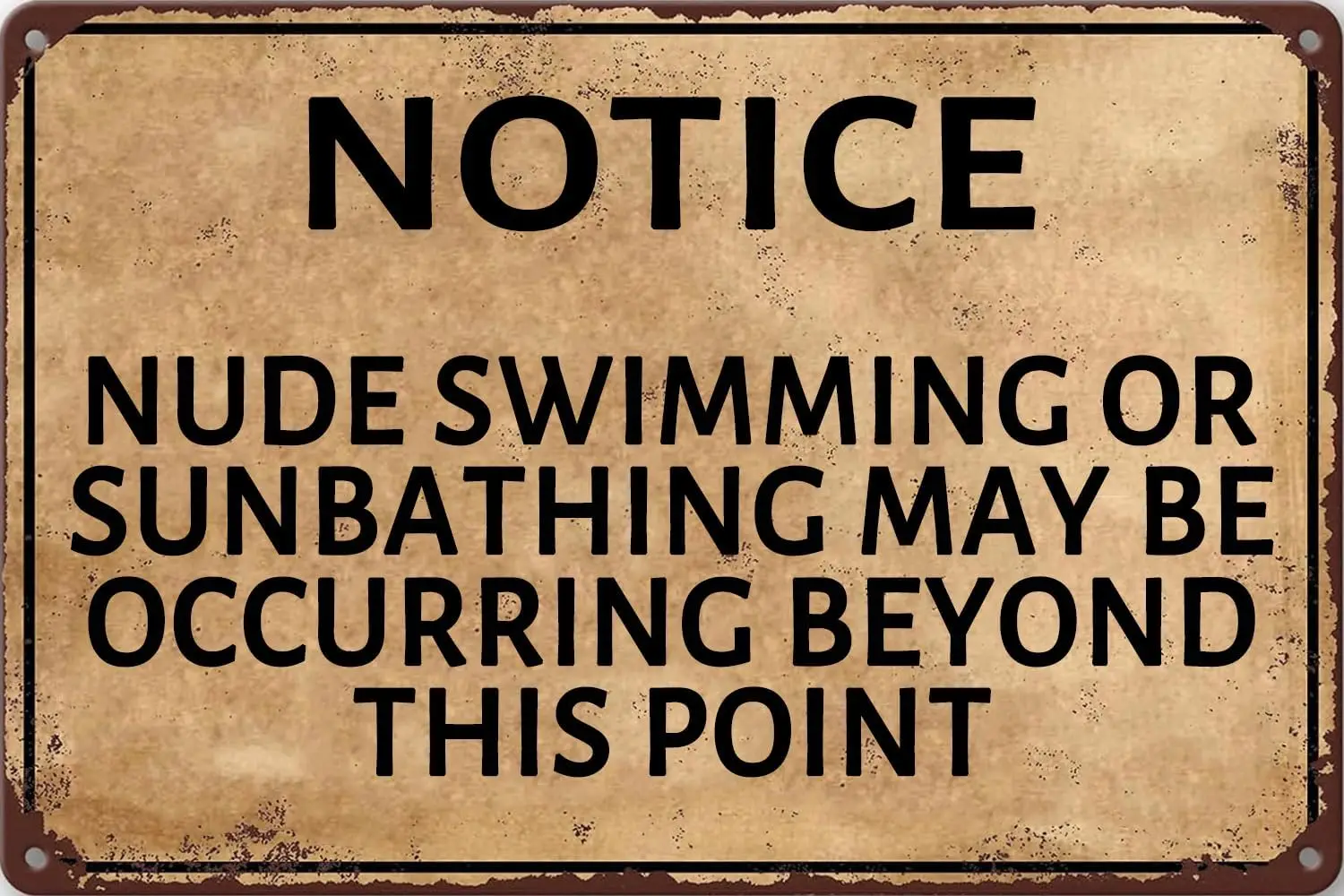 Funny Pool Metal Tin Signs Notice Nude Swimming and Sunbathing Sign for Pool Swimming Vintage Wall Decor 12x8 Inch sign