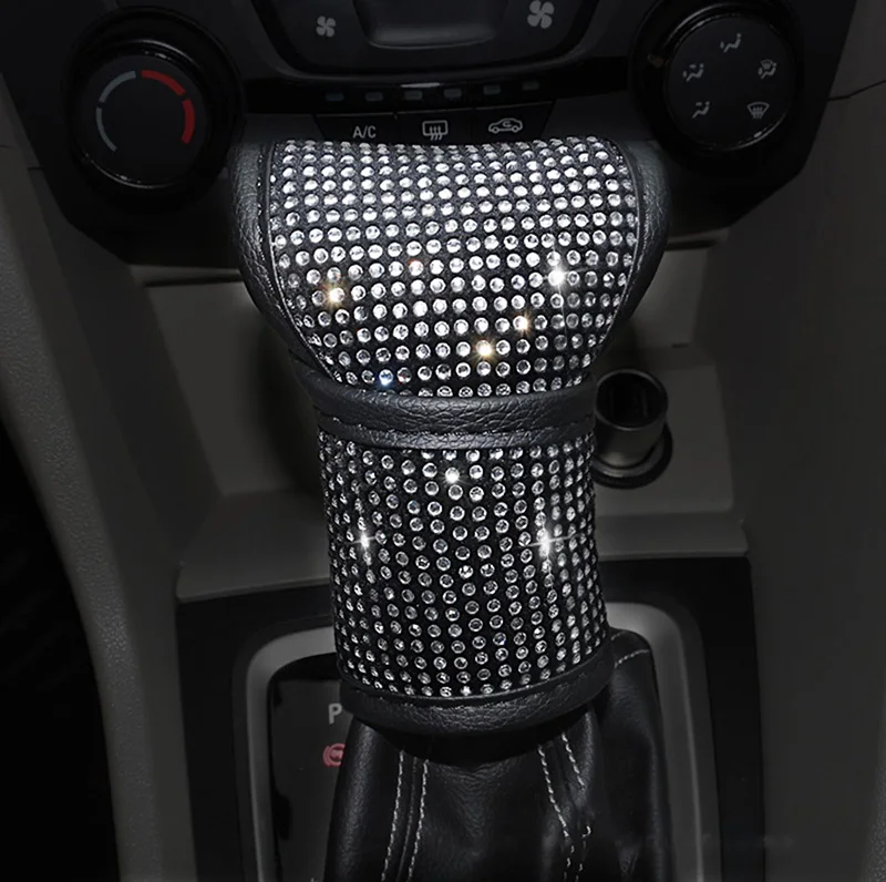 Bling Bling Rhinestones Crystal Car Handbrake Cover Gear Shift Collars Cover Seat Belt Cover Pad Car Accessories Interior Woman