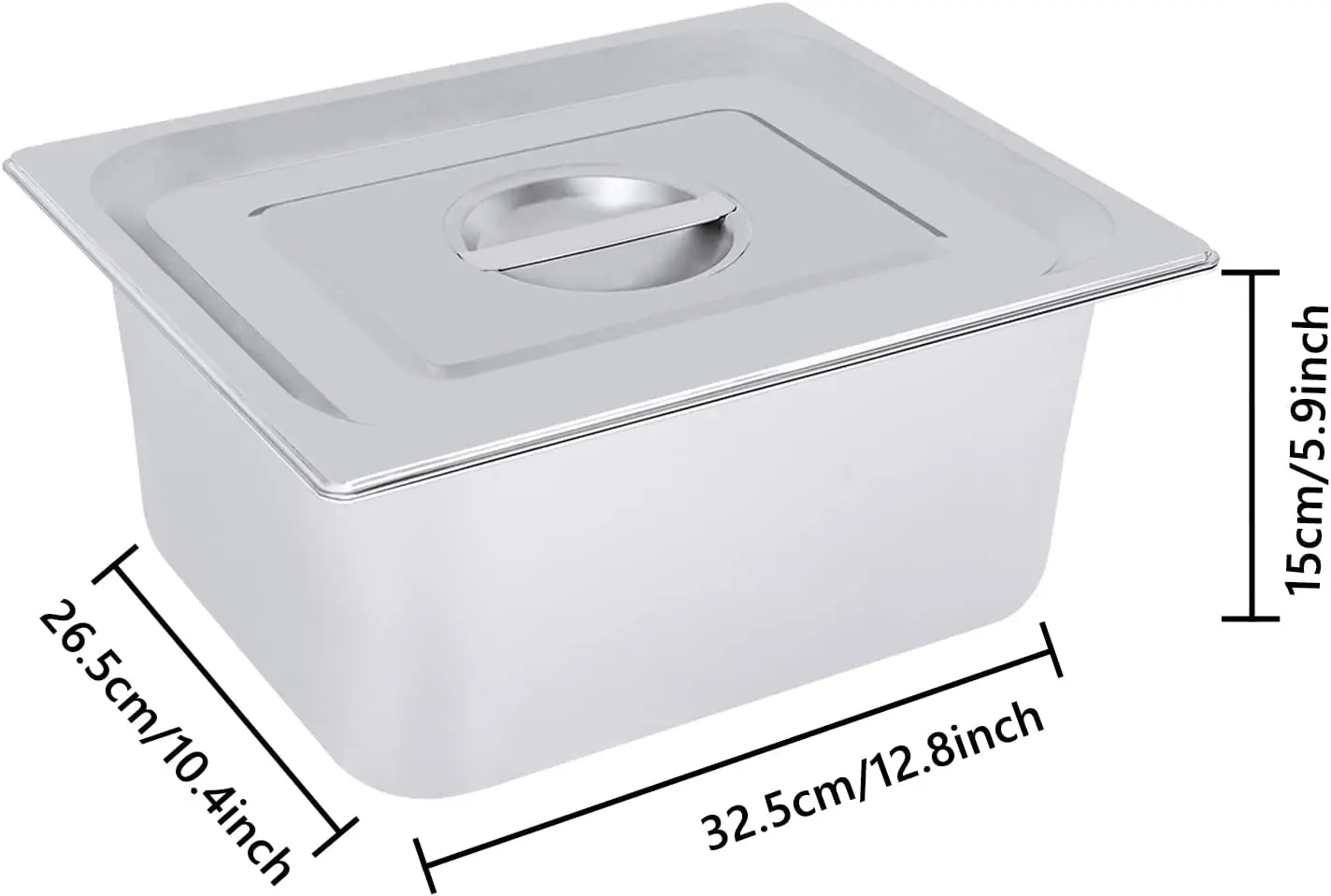 

1/2 Size x 6" Deep Metal Tray Sets Food Storage Container 4 Packs Stainless Steam Hotel Pan 22 Gauge/0.7mm Thick Pan with Lid