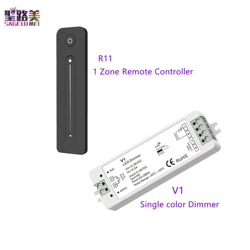 controlador remoto para faixa led de cor unica ajuste de toque push dim dc 536v canal r11 rf 24g v1 1ch 8a cv 01