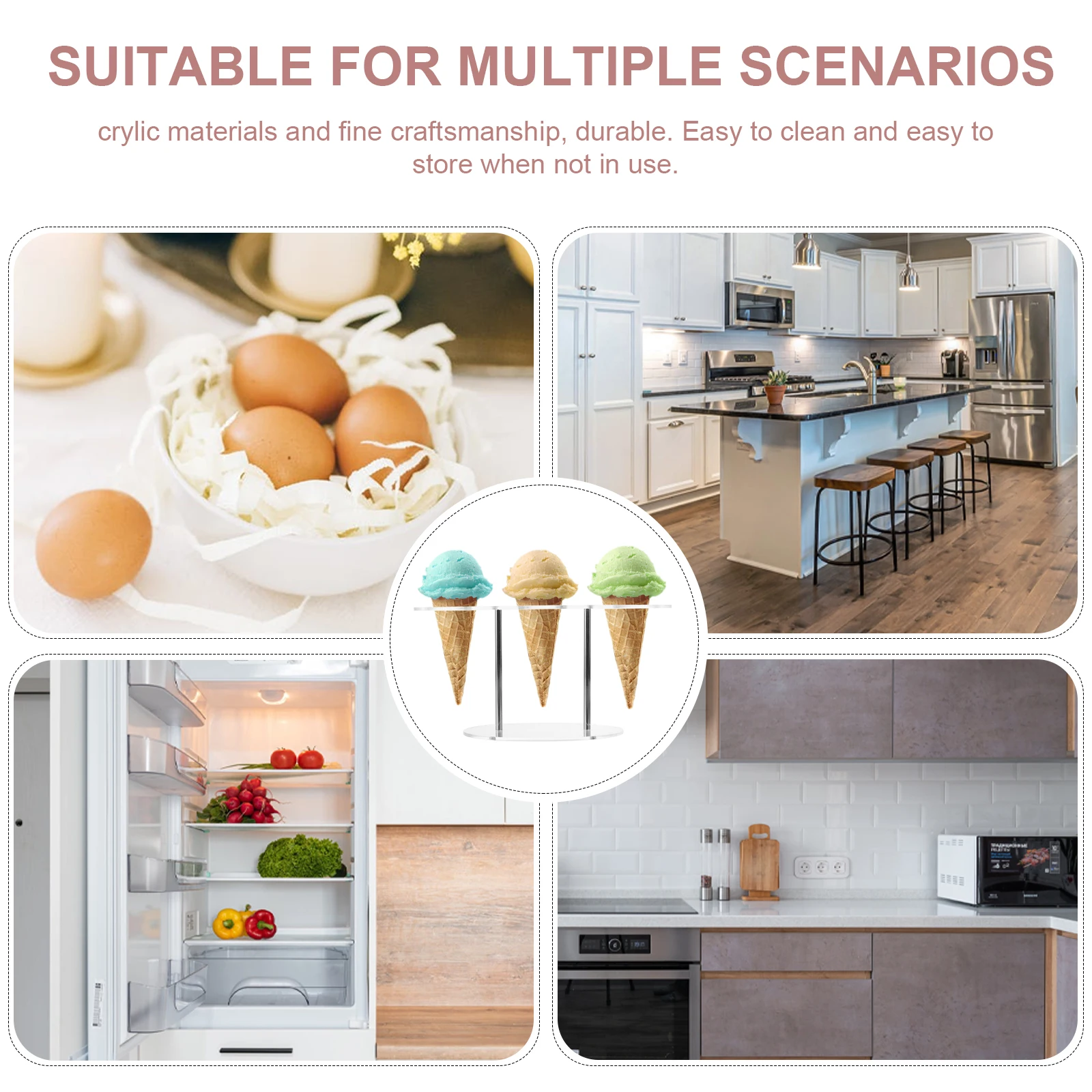 

Ice Cream St Acrylic Cone Holder Food Serving Bracket Dessert Waffle Storage Rack Ice Cream Cone St Home Restaurant