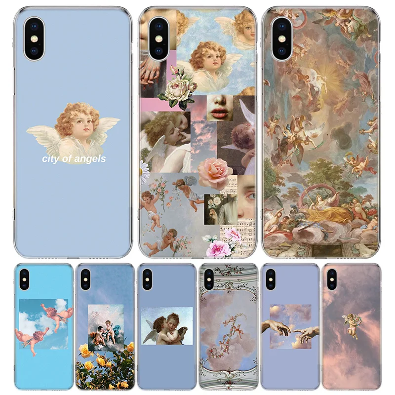 Renaissance angels Phone Case For iPhone 16 15 14 Plus 12 13 Mini 11 Pro Max X Xs  8 7 SE + Soft Fundas Coque Shell Cover 15 + 1