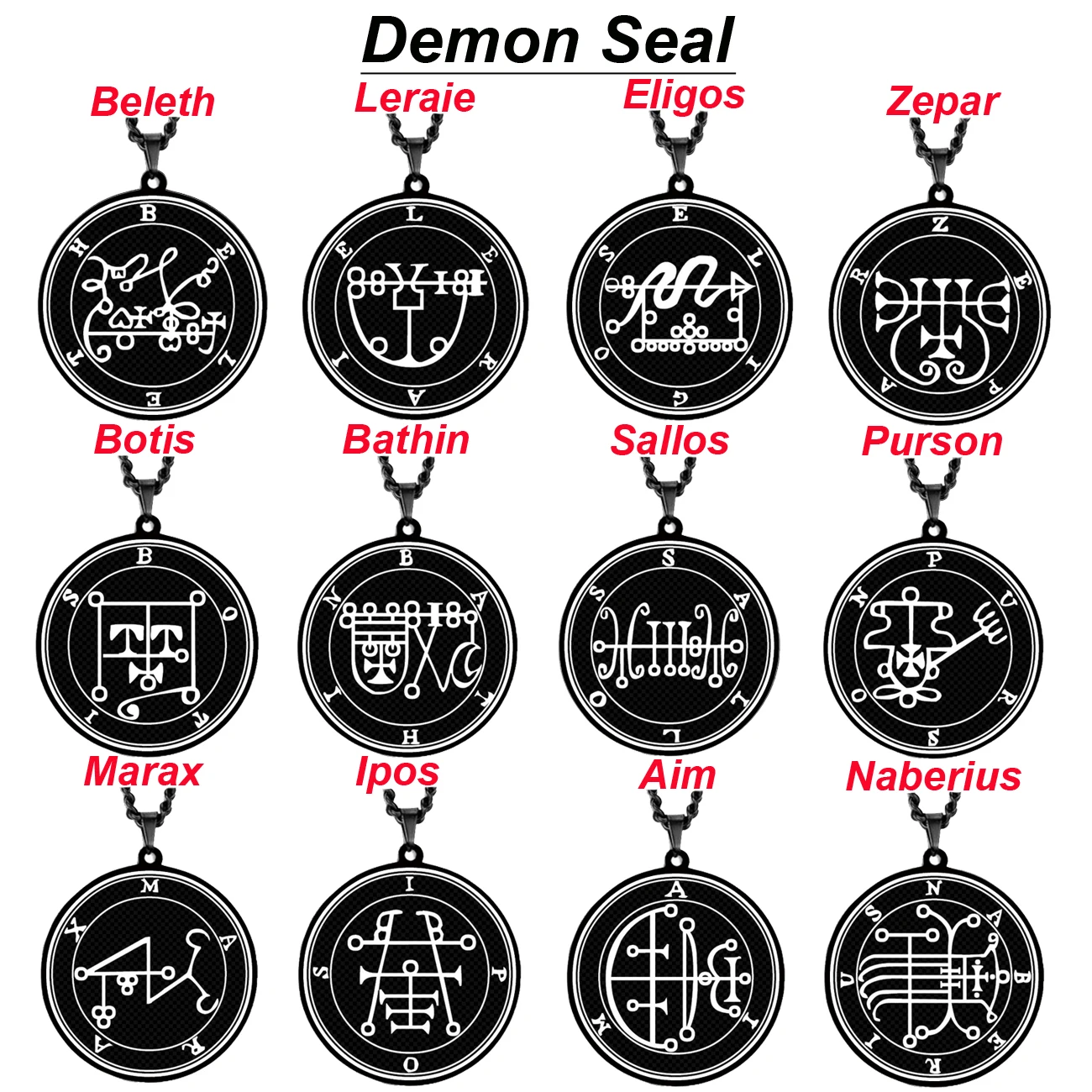 Black Color King Asmoday Sigil Demon Origins Seal Lesser Key of Solomon Goetia Amulet Talisman Stainless Steel Pendant Necklace