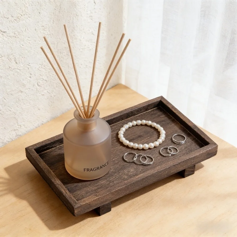 

Поднос для хранения из массива дерева для ванной комнаты, термостойкий, в японском стиле, многофункциональный, для закусок, для чая Гунфу