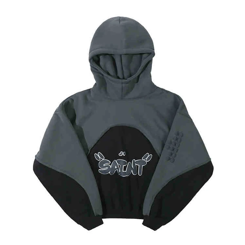 

Autumn and Winter New Color Blocked Sweatshirt with Velvet Hooded Men's Pullover