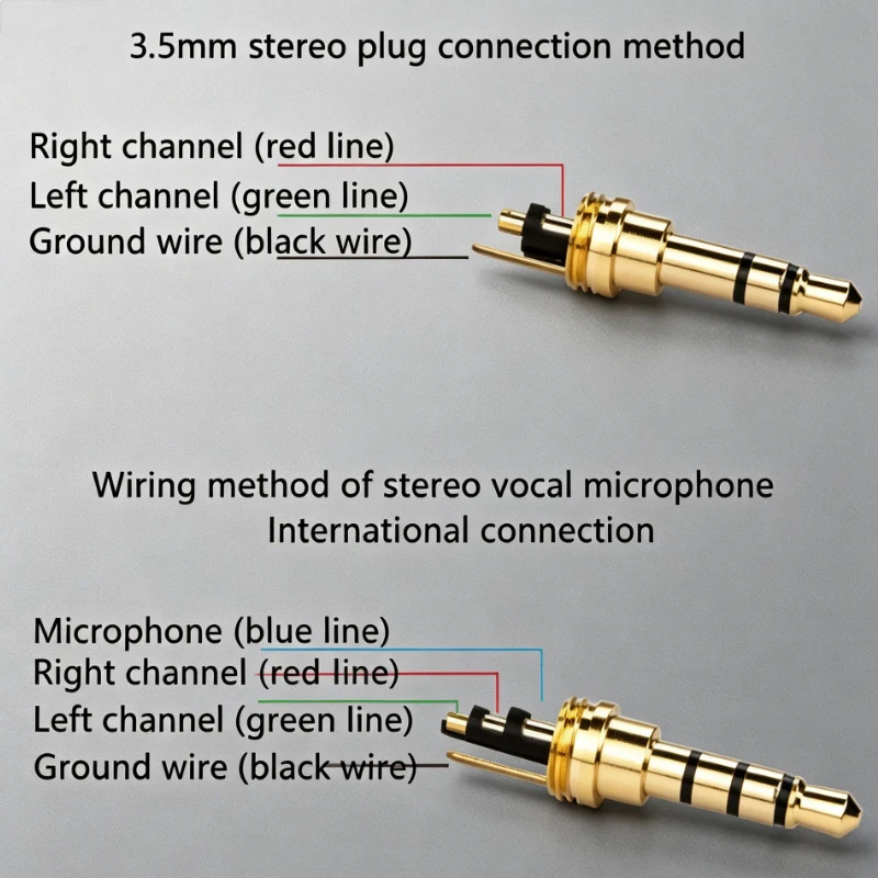 1 Stück 3,5mm Audio-Stecker 2/3/4 Pole Mikrofon Kopfhörer Audio-Adapter Stereo-Stecker Reparaturkabel Lötverbinder DIY Stecker – Detail 6