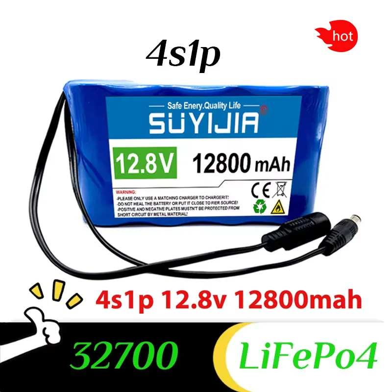 LiFePO4 32700 Battery Packs 12.8V 4S1P 12800mAh Lithium-ion Battery Suitable for Electric Boat Aircraft Model with BMS Board