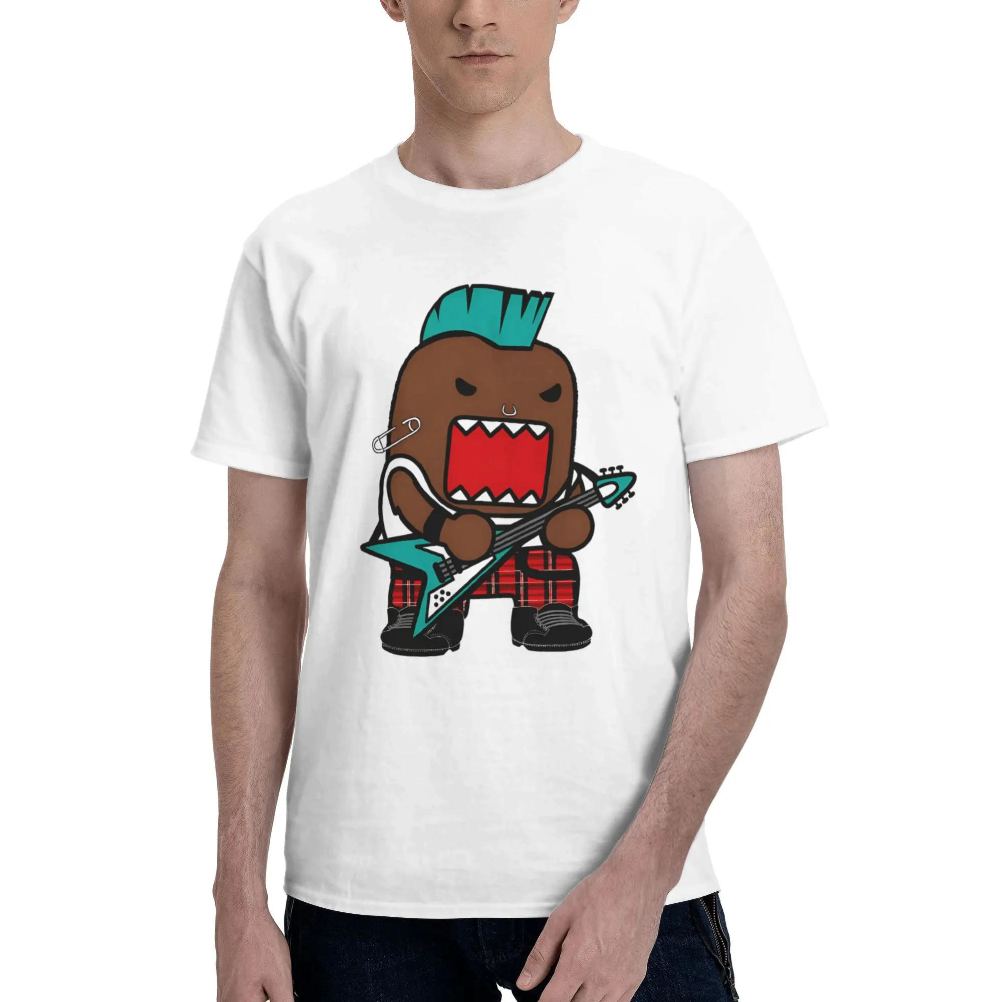 

Domo Kun T-Shirt for Men PUNK Funny 100% Cotton Tees Round Collar Short Sleeve T Shirts Plus Size Clothing