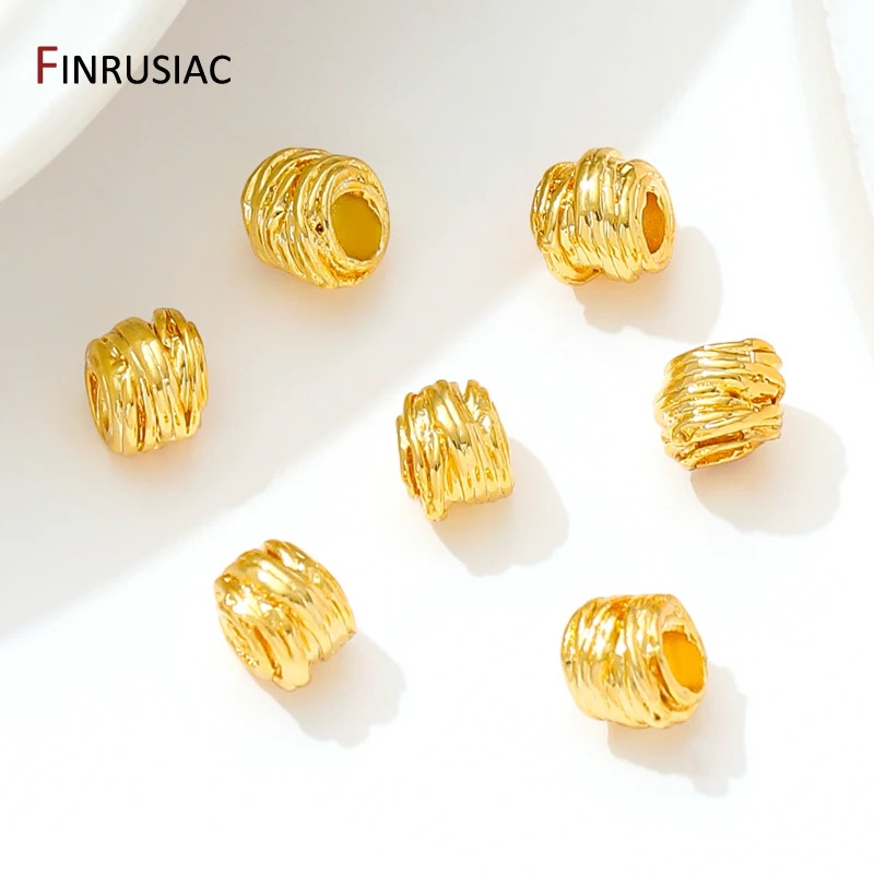 18K Gold Plated Brass Irregular Spacer Beads,5mm*6mm Stripe Separator Beads For Bracelet Making Supplies,DIY Jewelry Accessories