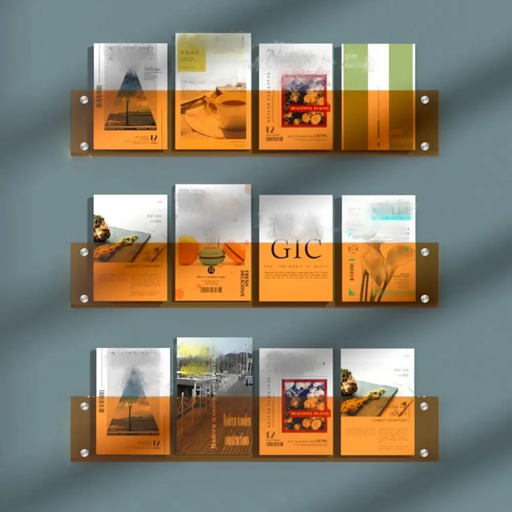 

Набор из 3 прозрачных акриловых настенных держателей для журналов для дома или офиса, идеально подходящих для хранения журналов, виниловых пластинок, газет и т.д.