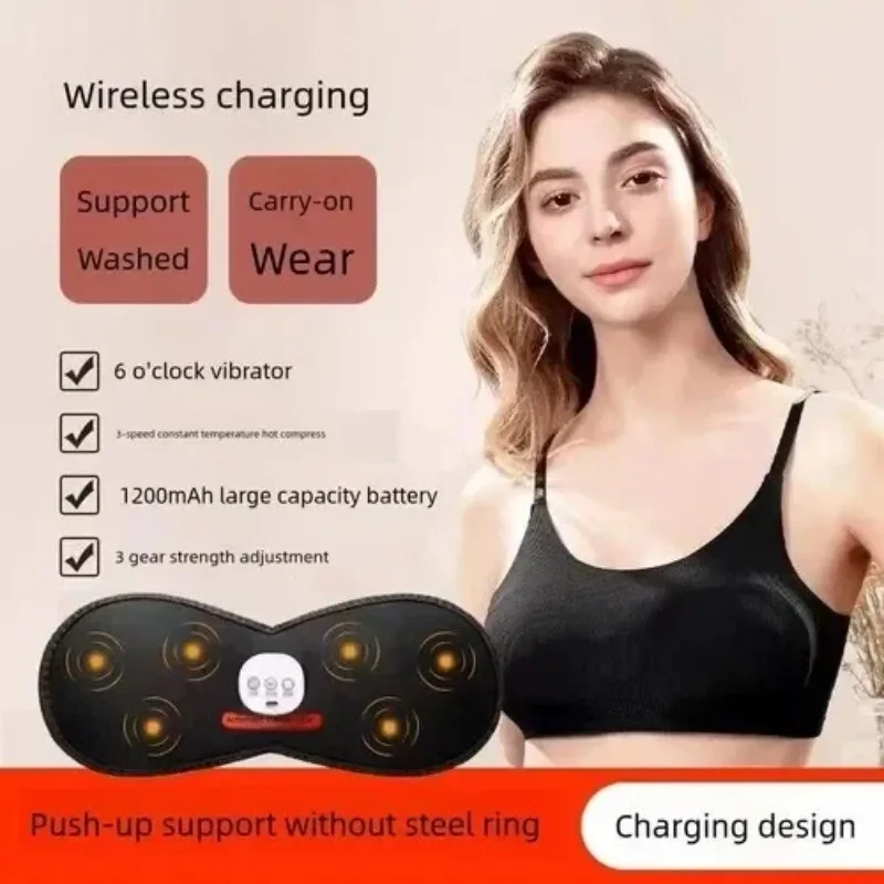 Electric Breast Massager Intelligent Constant Temperature Vibration Wearable Comfort Massage Bra Household Skin Friendly USB