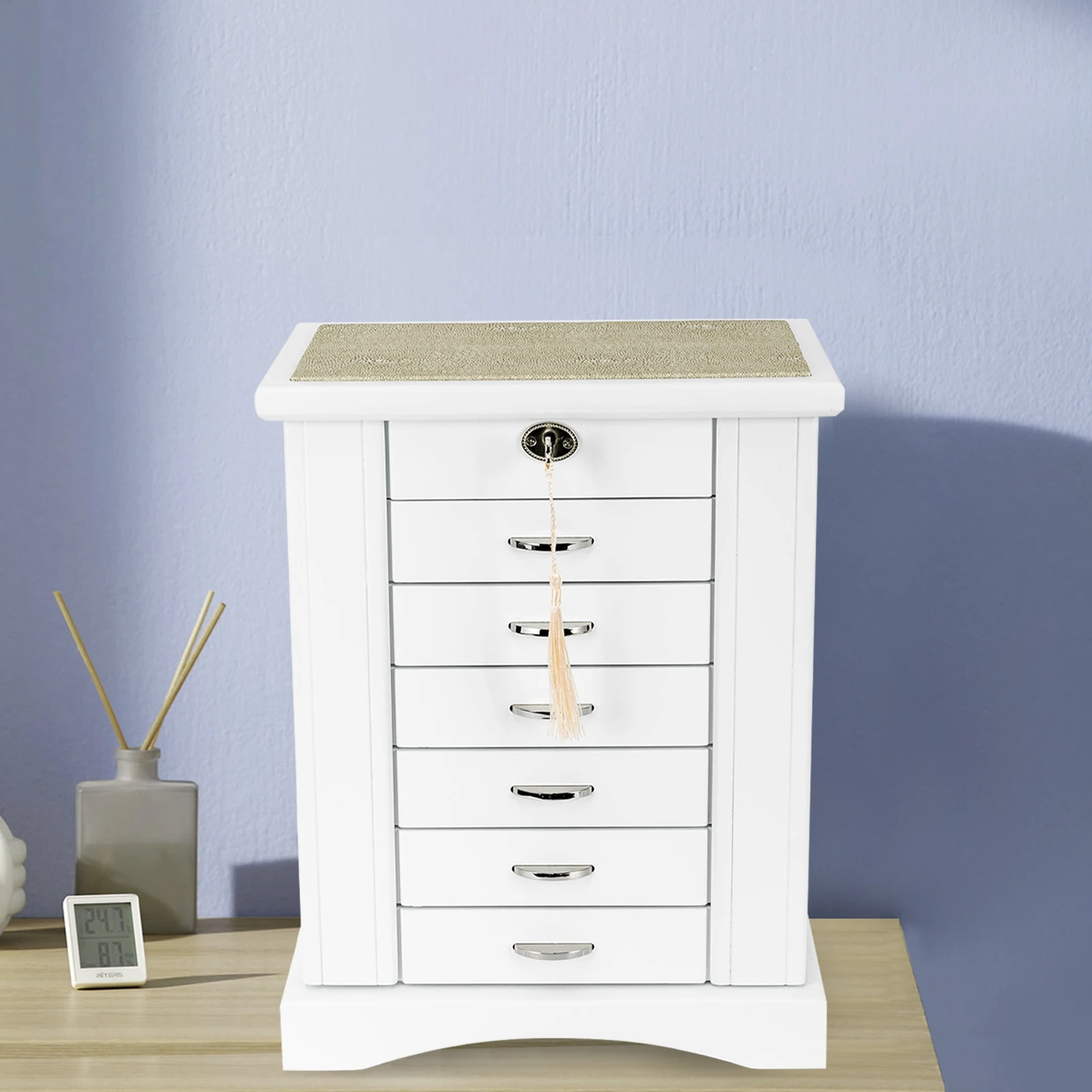 

7 Layers Large Jewelry Box Jewelry Drawer Necklace Storage Cabinet White