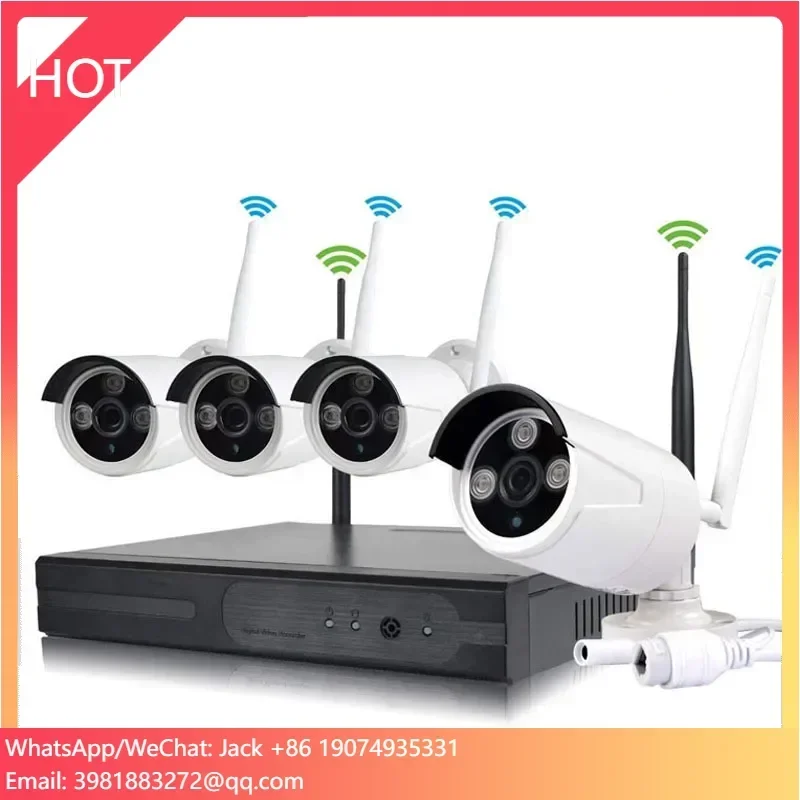 1080P 2.0mp 4 قناة واي فاي كاميرا مقاومة للماء أطقم المنزل CCTV HD 4ch نظام كاميرا أمان لاسلكية مجموعة