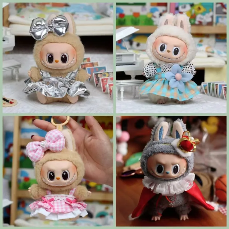 

Clothes Only: Labubu 1st/2nd Gen Universal Doll Clothes – Trendy Cherry Denim Skirt, Rainbow Onesie 2-Piece Set