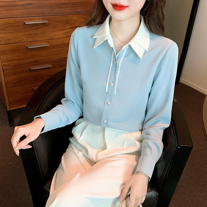 Long Sleeve Blouse Women Fashion Chiffon Blouse Shirt Tops Women Blusas Mujer De Moda 2024Blouses Shirts Blusa Feminina G146