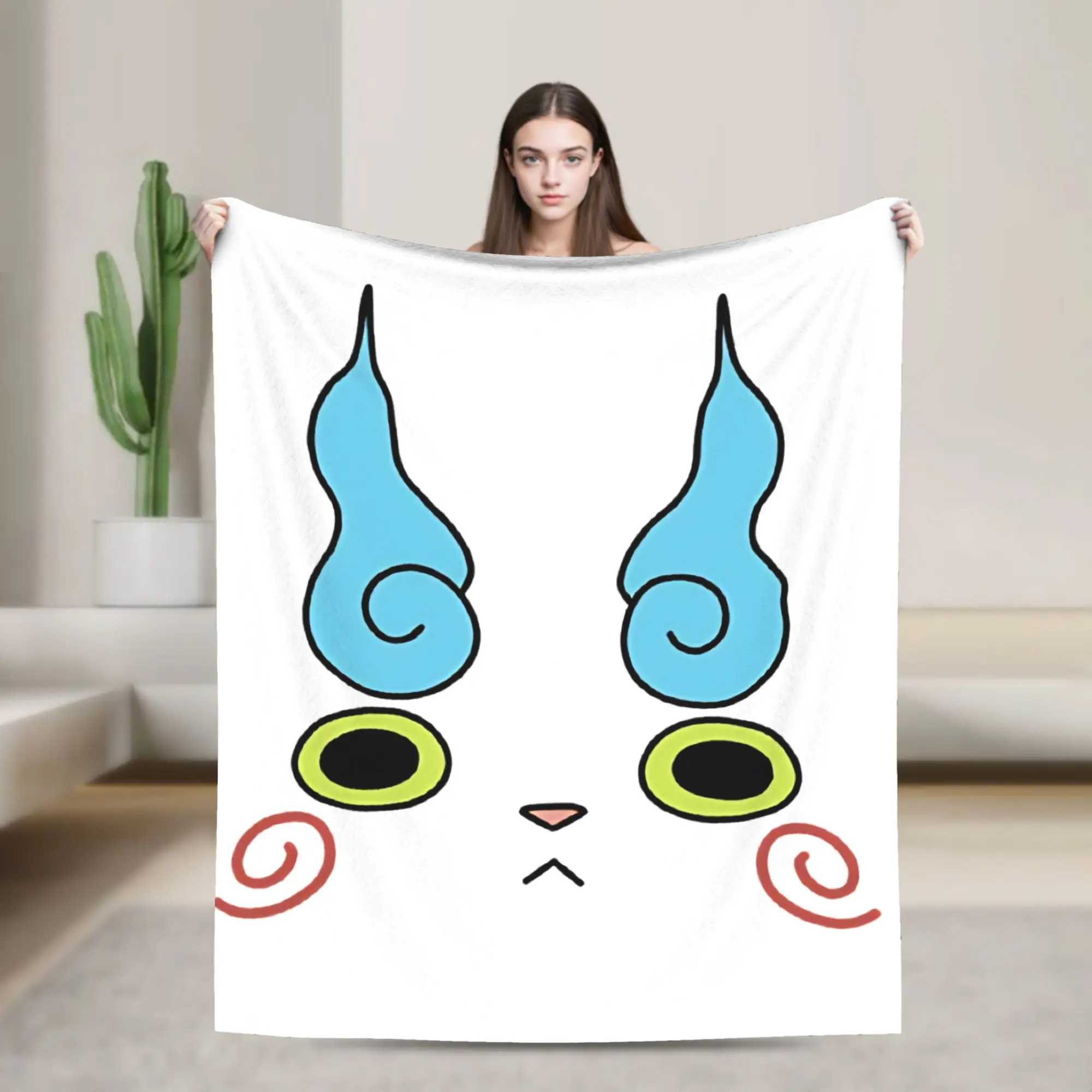 Yokai Watch Game Wool Blanket Komasan Novelty Throw Blanket for Home 125*100cm Plush Thin Quilt