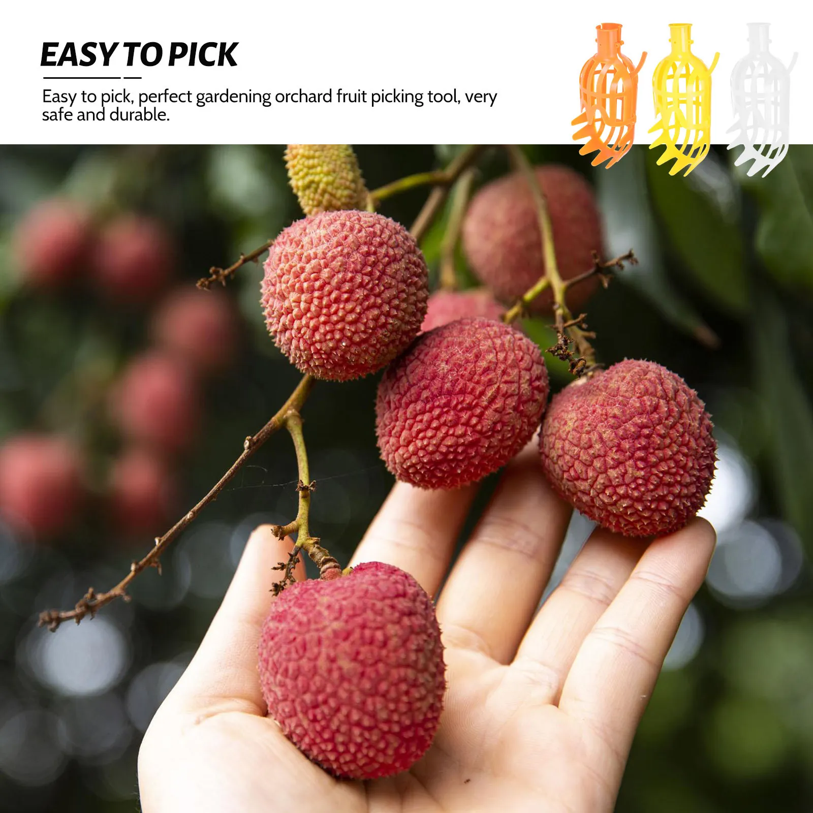 

3pcs Fruit Picker Persimmon Jujube Harvester Tool Garden Orchard Farm Use Plastic Picking Device For High Reach