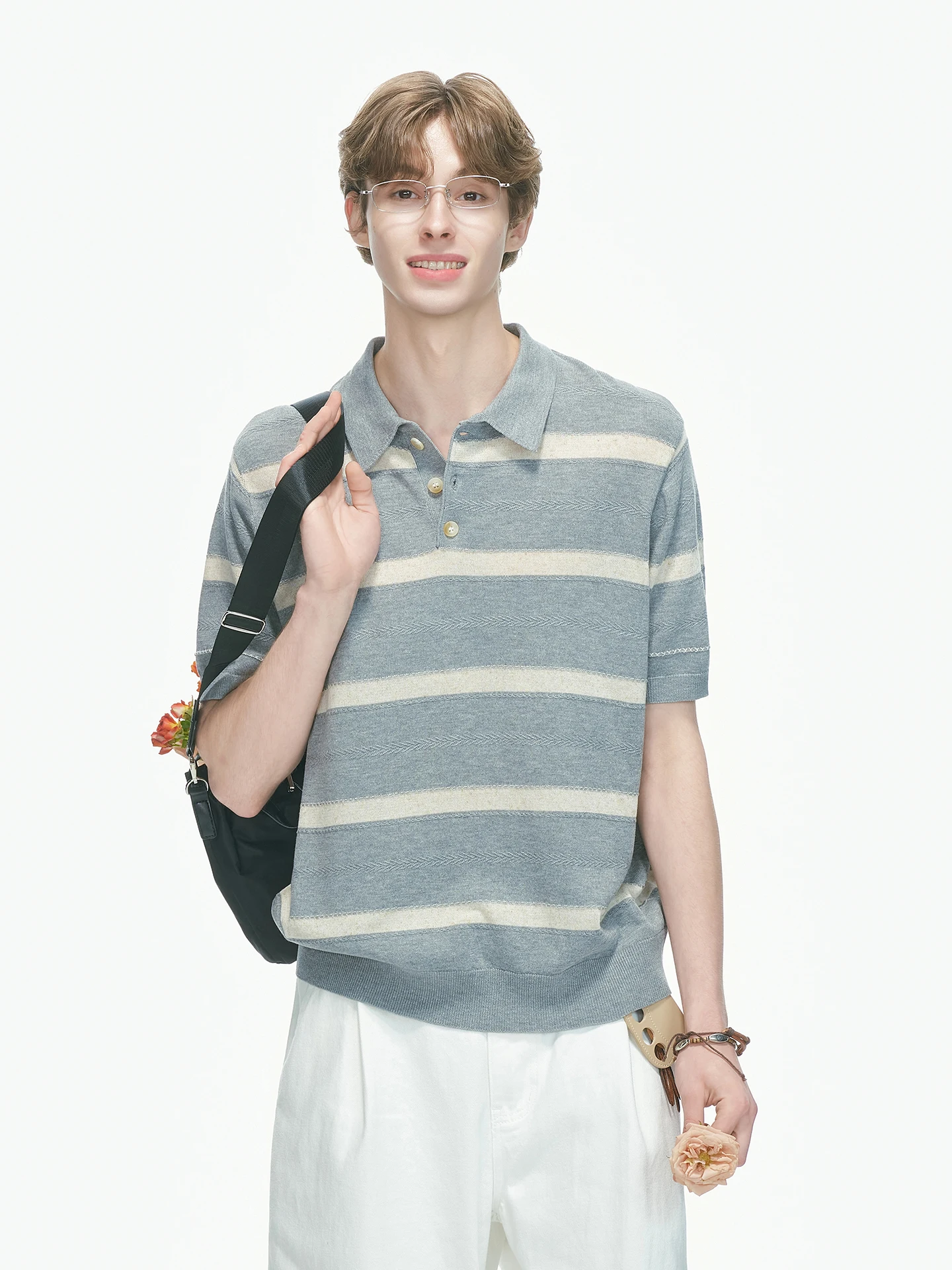 Dream Made Men's Summer Thin Knitted Floral Silk  Shirt Short Sleeve Casual Loose Fit T-Shirt Breathable Comfortable Line...