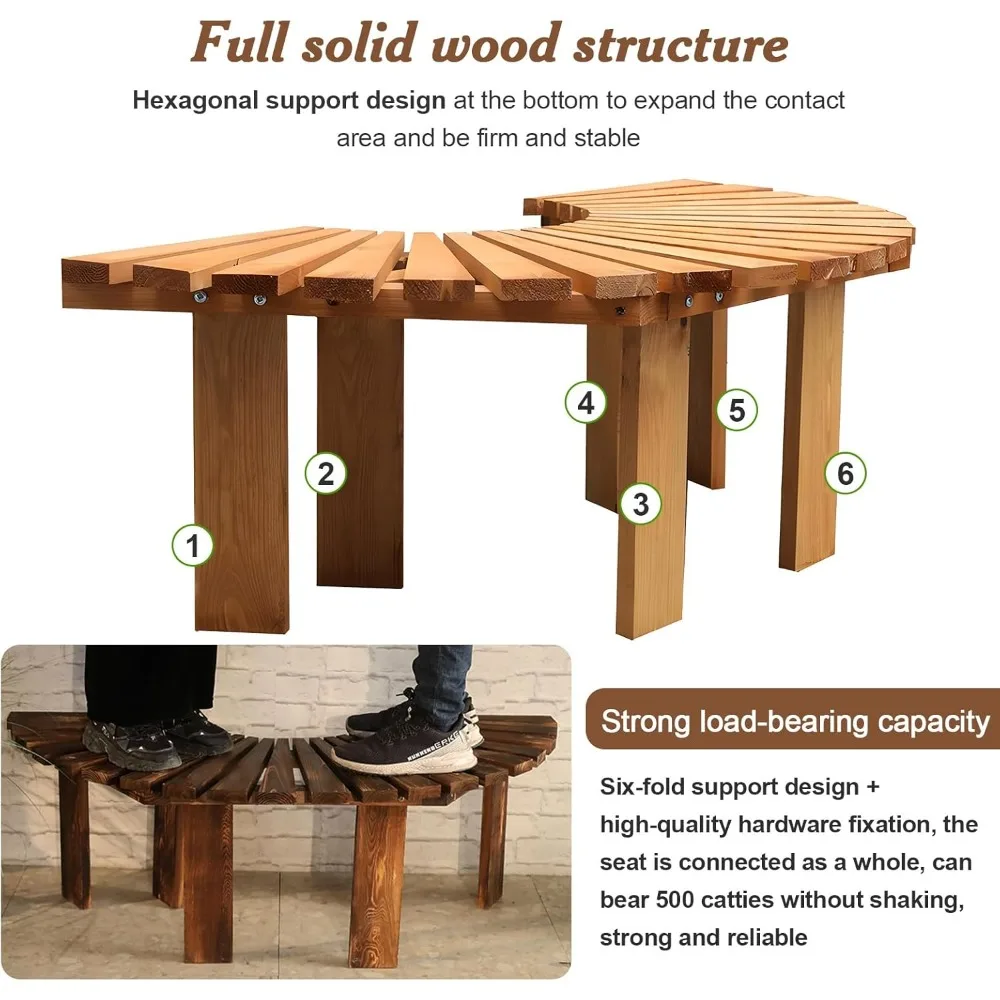 Robuste gebogene Holzbänke für den Außenbereich: Perfekt für Gärten, Rasen, Terrassen und Hinterhöfe