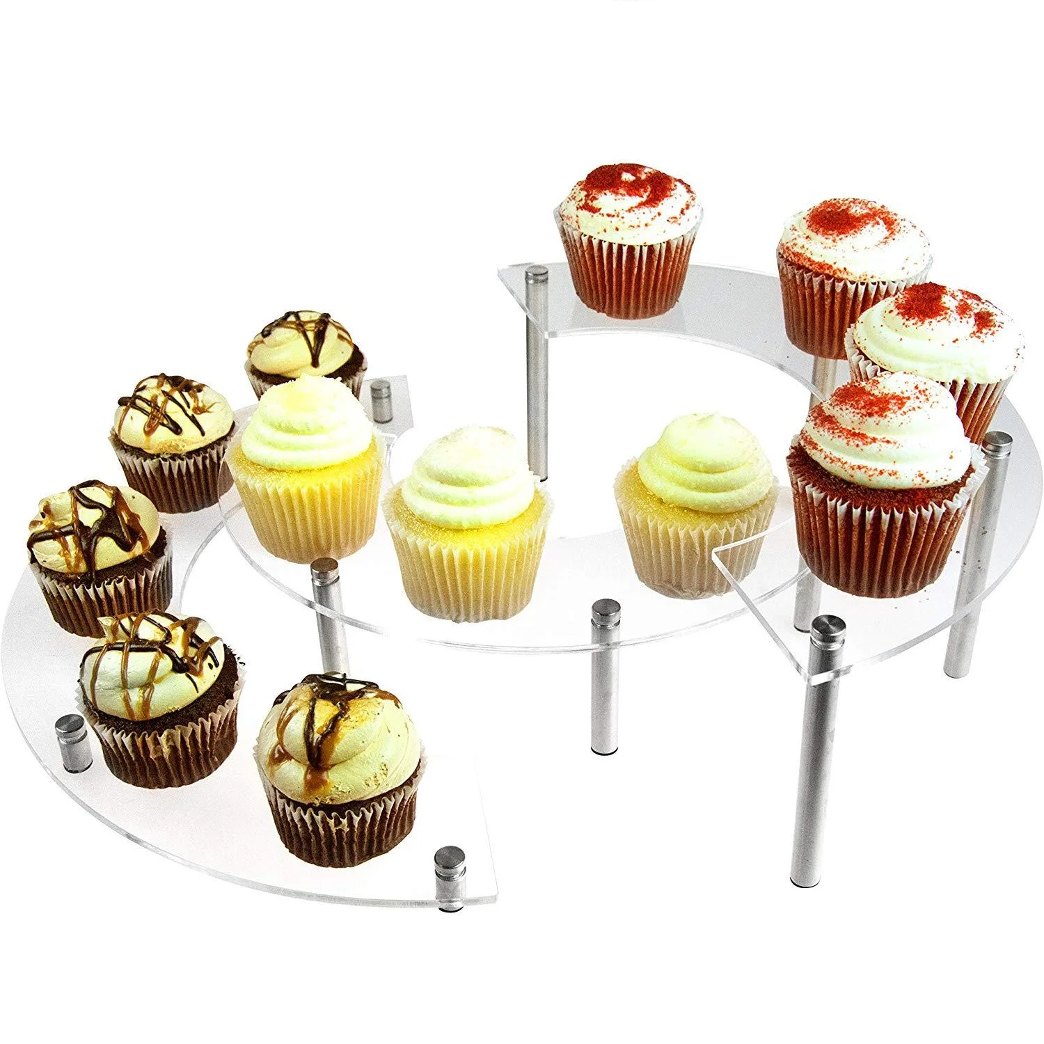 3 Pcs Curved Acrylic Display Rack, Dessert Cake And Cosmetics Display Rack, 3-layer Acrylic Rack