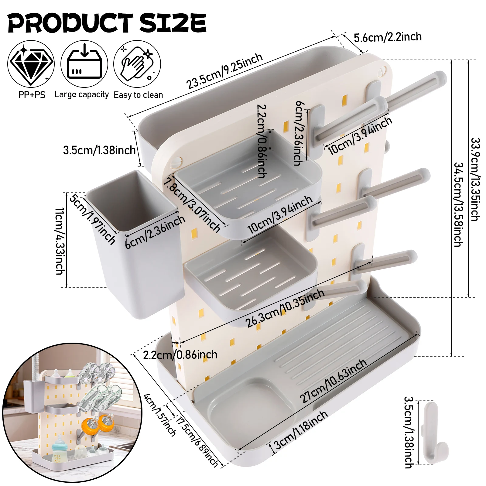 Baby Bottle Drying Rack Large Capacity Kitchen Bottle Rack Dryer Holder for Baby BottlesSpace Saving Baby Bottles Rack With Hook
