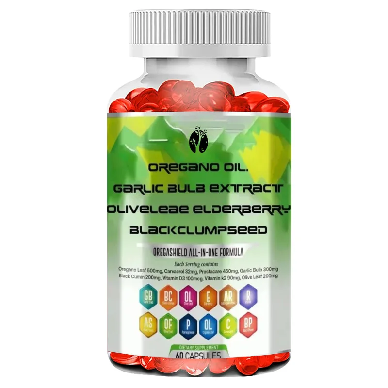Aceite de Semilla Negra con Aceite de Piel de Vacuno, Carvone de Hoja de Olivo y Ajo, Quinona de Tomillo, Baya del Saúco, D3, K2, Zinc, Apoyo Inmunológico, 60 Cápsulas