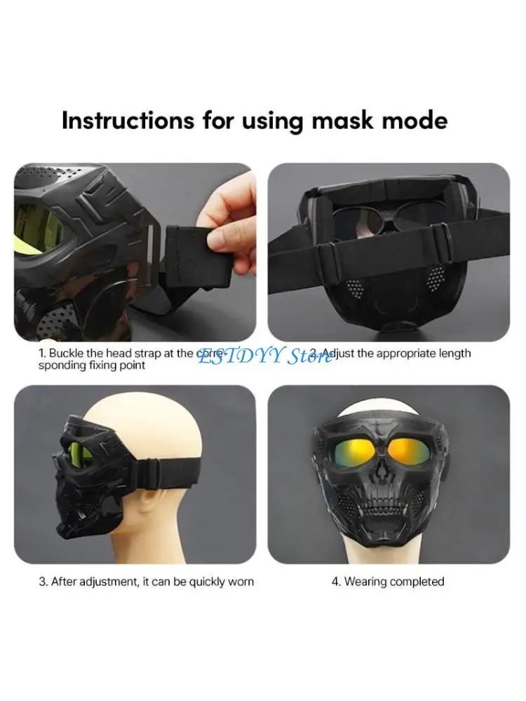 

G6DE Removable Motorcycle Mask Protective Goggles Dust Protections Goggle Windproof Face Mask Motorcycle Helmet Riding Goggle