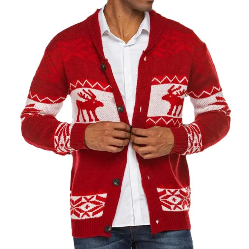 

Christmas Cardigan Sweater Men Overszied Sweater Coat Jumpers Knitwear High Quality Casual New Year Cardigan Men Sweaters Coats