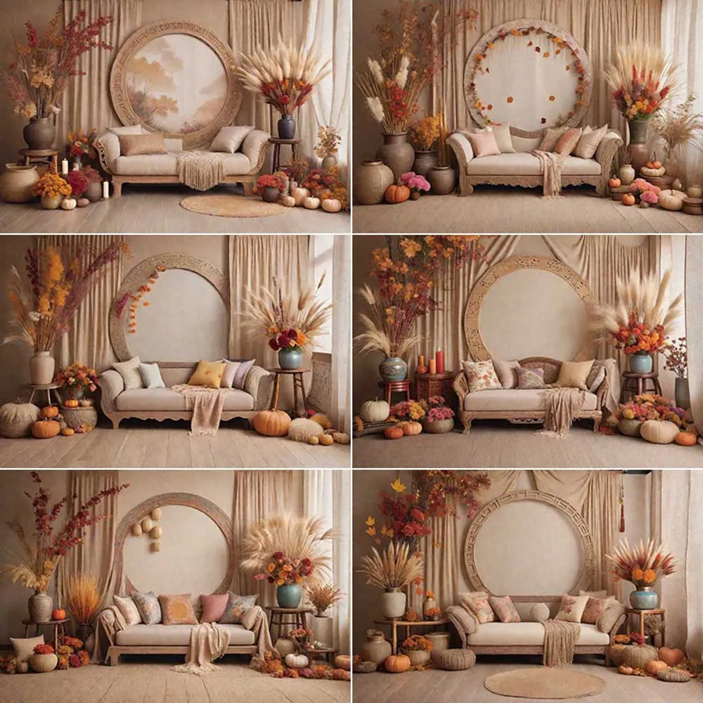 

MOON.QG Farm Boho Photography Background Autumn Thanksgiving Cowboy Photocall Backdrop Children Studio Photocall Accessories