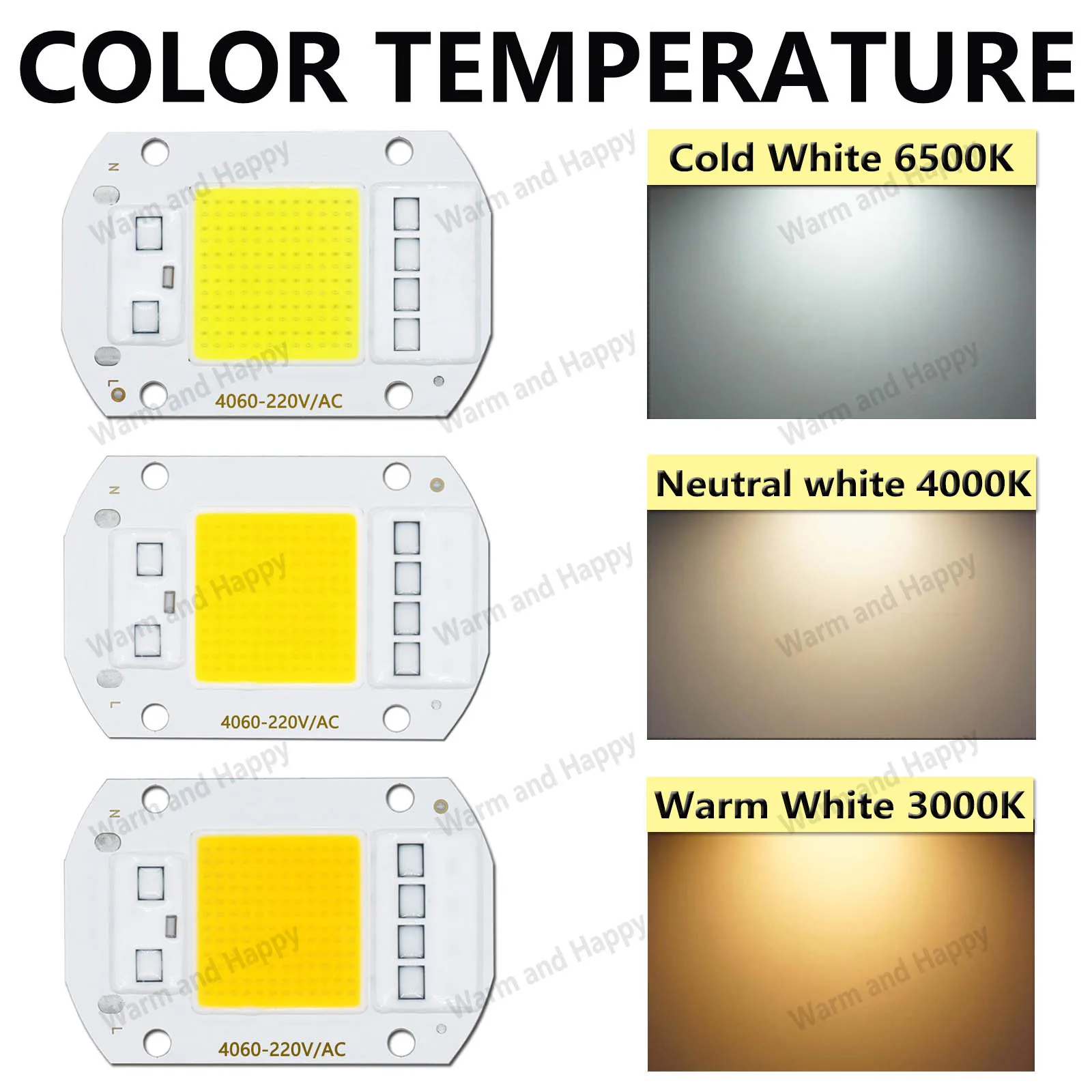 Imagem -02 - Smart ic Chip para Led Floodlight Cob Chip Bead Não Precisa de Driver Spotlight 50w 220v ac 3000k 4000k 6500k 10 Pcs