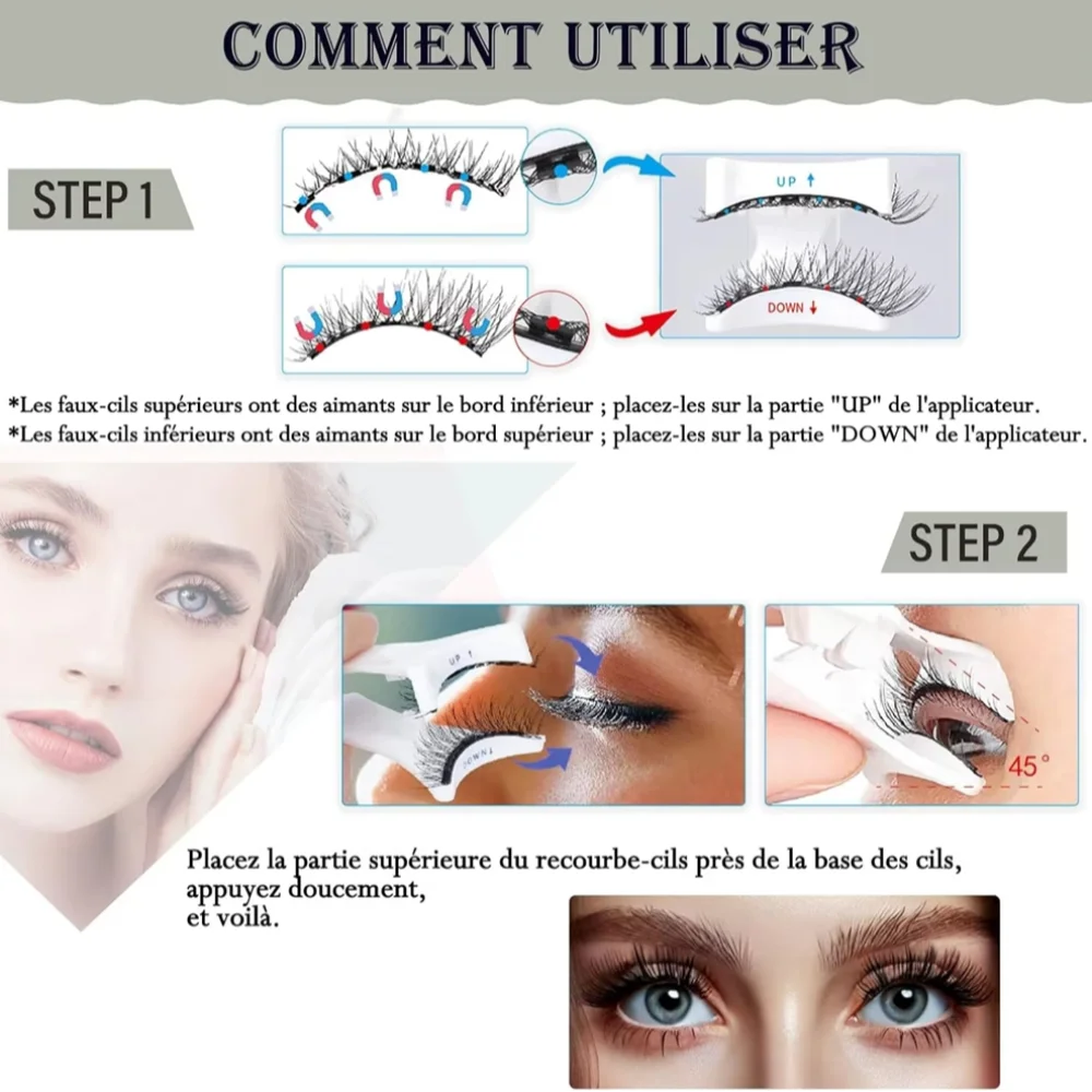 Ciglia magnetiche 2 paia Ciglia di visone 3D fatte a mano Ciglia finte riutilizzabili Set Strumento per pinzette per trucco ciglia finte lunghe naturali