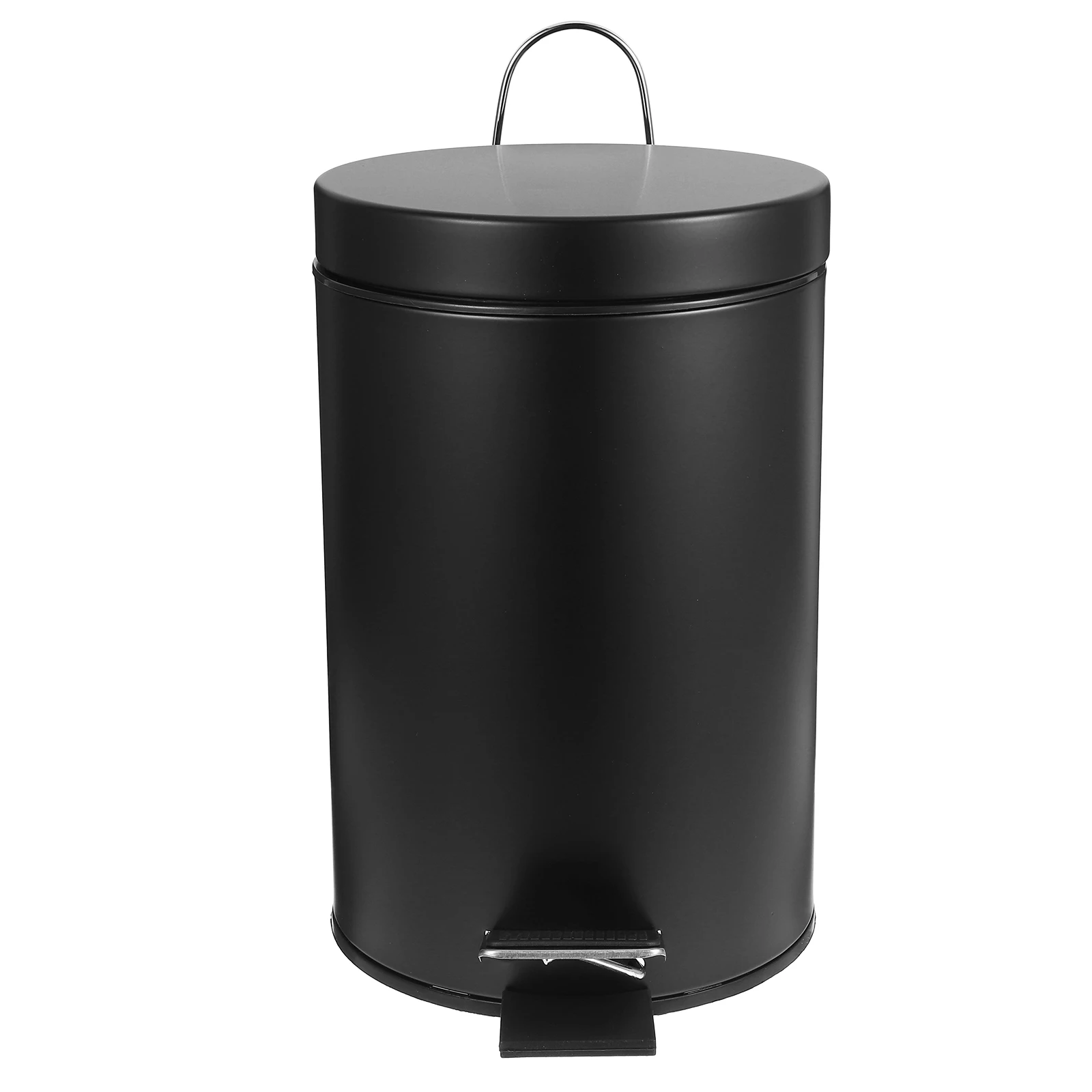 

Pedal Trash Can 3L Black Matte Round Kitchen Garbage Bin Automatic Lid Waste Basket Household Reusable Easy Clean Bedroom Living