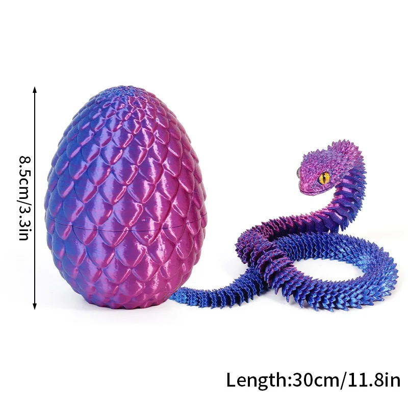 Serpiente Articulada Impresa En 3D Con Huevo Realista – Juguete De Alivio De Estrés Y Decoración, Huevo Con Serpiente Movible Para Regalo Original, Efecto De Color Aleatorio