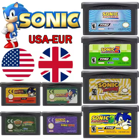 Sonic GBA 32-bit Electronic Game Card English Version European Language Version Ink Cartridge As A Birthday Gift for Boys Cards