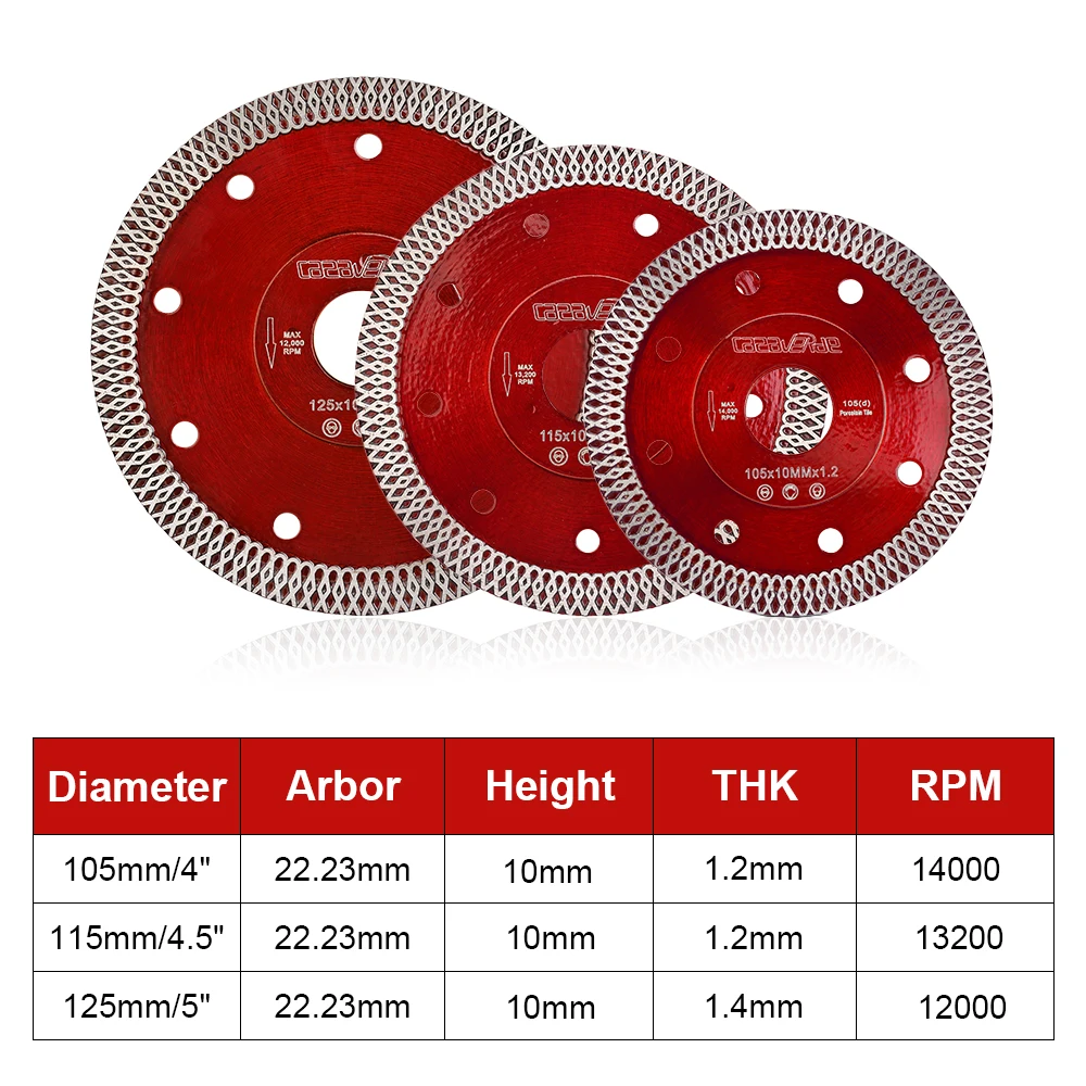

2Pc 105/115/125mm Super Thin Diamond Porcelain Saw Blades Ceramic Cutting Disc Wheels for Cutting Tile Porcelain Granite Marbles