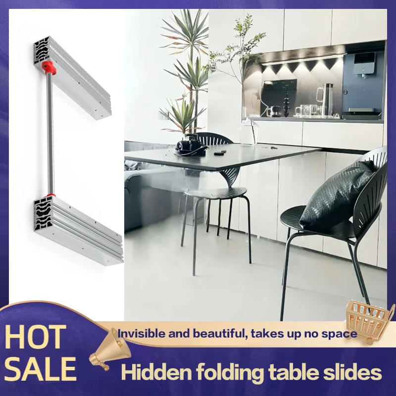 Multifunctional Kitchen Drawer Pull-out Slide Invisible Push-pull Folding Table Telescopic Dining Table Guide Rail Hardware