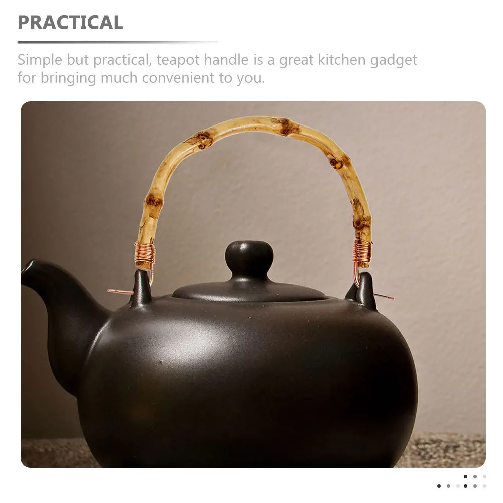 

2Pcs Long Life Bamboo Teapot Handle Replacement Kettle Grip Stable Durable Home Use Accessories Bamboo Teapot Handle