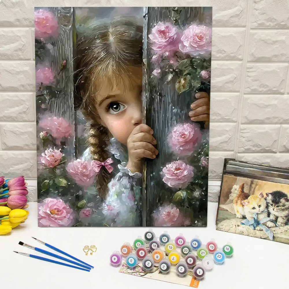 Ölgemälde nach Zahlen, Berglandschaft, DIY, digitale Malerei, Haus, Baum, Landschaft, Bild, Kunsthandwerk auf Leinwand, handgemaltes Geschenk