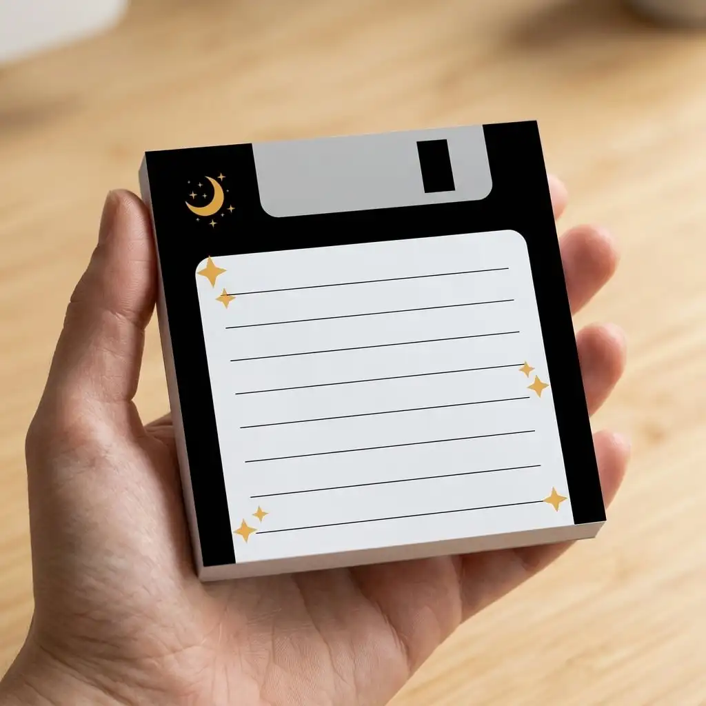 4 Pack Retro Floppy Disk Sticky Notes, Celestial Moon Notepad for Office Desk Decor, Aesthetic Planner Supplies & Coworker Gifts image 5